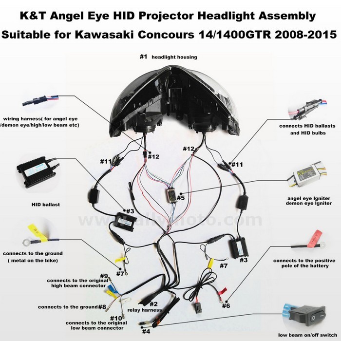022 Headlight Kawasaki 1400Gtr Concours14 Zg1400 2008-2015-5